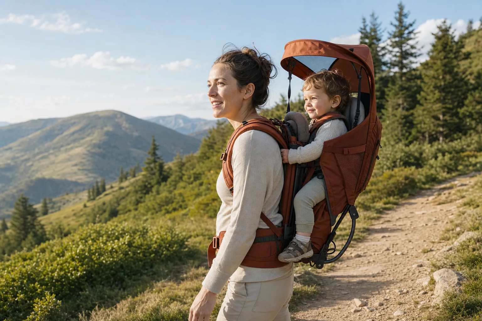 Parent et enfant équipés pour une sortie en plein air